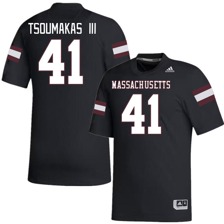 Massachusetts Minutemen #41 Alex Tsoumakas III College Football Jerseys Stitched-Black